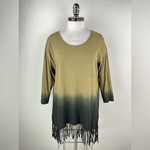 💚 3088. Fringe Hem Dip Dye Tunic